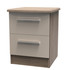 Knightsbridge 2 Drawer Bedside Cabinet in Mushroom Gloss & Bardolino Oak