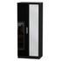 Knightsbridge 2ft6in Mirror Wardrobe in Black Gloss & Black Matt