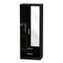 Knightsbridge Tall 2 Drawer Mirrored Wardrobe in Black Gloss & Black Matt