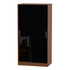 Knightsbridge Sliding Wardrobe (100cm wide) in Black Gloss & Noche Walnut