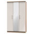 Knightsbridge Triple Mirrored Wardrobe in Kashmir Gloss & Bardolino Oak