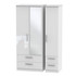 Knightsbridge Triple 2 Drawer Mirror + Drawer Wardrobe in White Gloss