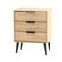 Hong Kong (Black Legs) 3 Drawer Midi Chest with Legs in Nebraska Oak