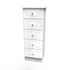 Balmoral 5 Drawer Bedside Cabinet in White Gloss & White