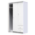 Balmoral Tall Triple Plain + Drawer Wardrobe in White Gloss & White