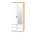 Camden 2ft6in 2 Drawer Mirror Wardrobe in White Gloss & Bardolino Oak
