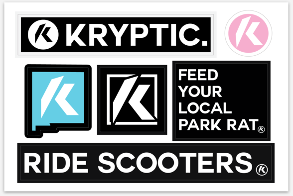Kryptic Pro Scooters Sticker Sheet 6" x 4" Kryptic Pro Scooters