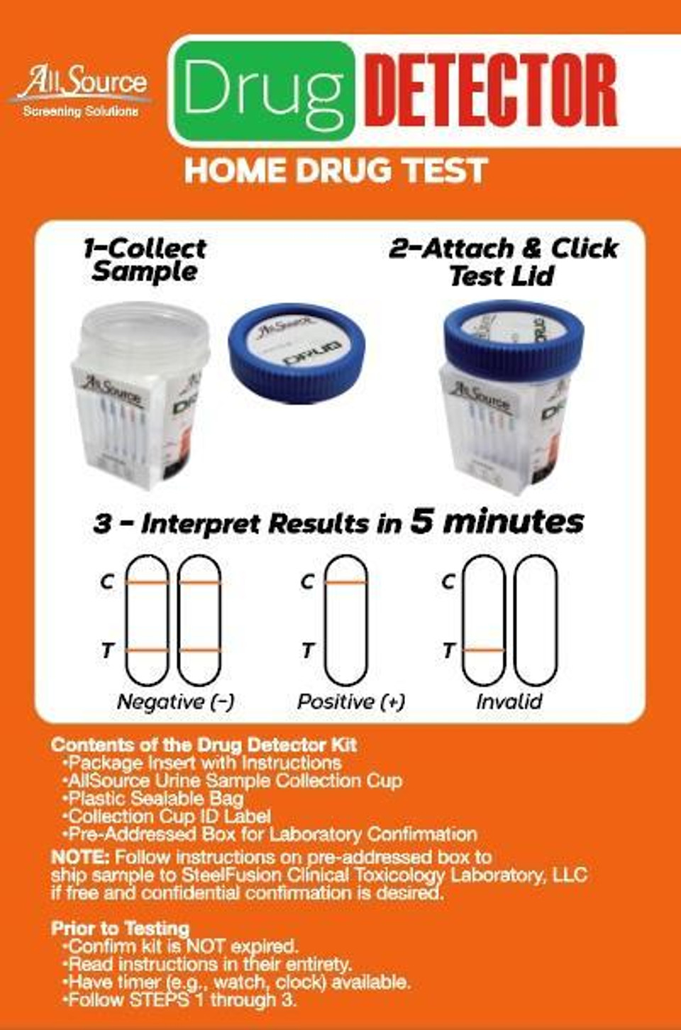 5 Panel AtHome Drug Detector w/ FREE Lab Confirmation