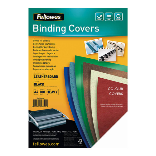 Fellowes Binding Covers A4 250gsm Black, Pack of 100