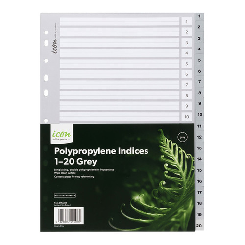 Icon PP Indices 1-20 Grey