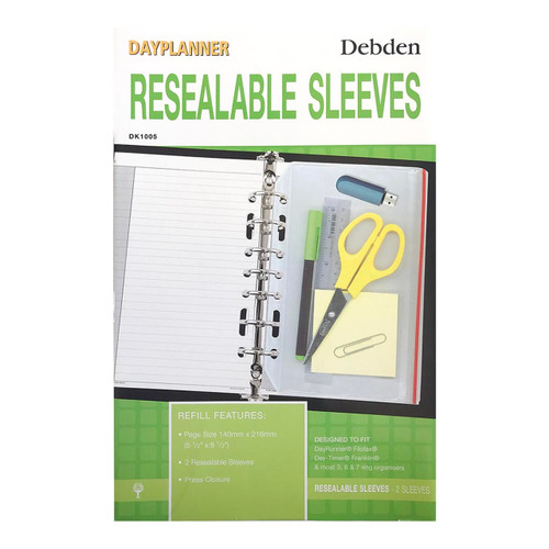 Debden Desk Dayplanner Resealable Sleeve, Pack of 2
