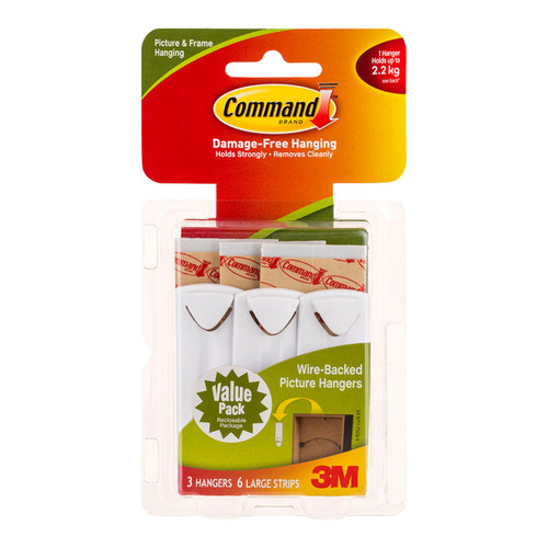 Command Wire-Backed Picture Hanger 17043 White, Pack of 3