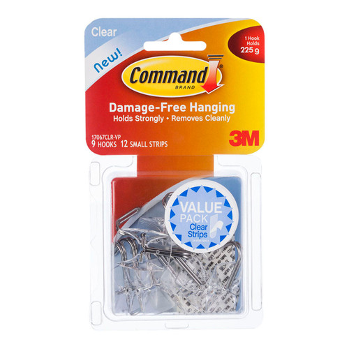 Command Hook 17067CLR-VP Small Clear Wire Value, Pack of 9