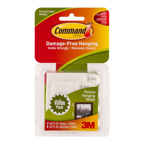 Command Picture Hanging Strips 17203 Assorted White, Pack of 12 Sets