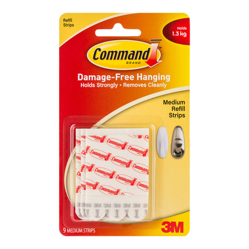 Command Refill Strips 17021P Medium White, Pack of 9