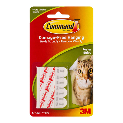 Command Poster Strips 17024 Small White, Pack of 12