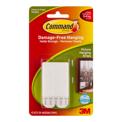 Command Picture Hanging Strips 17201 Medium White, Pack of 4 Sets