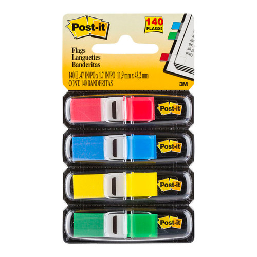 Post-it Flags 683-4 12x43mm Primary, Pack of 4