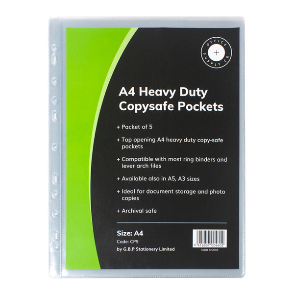 OSC Copysafe Pockets Heavy Duty A4, Pack of 5