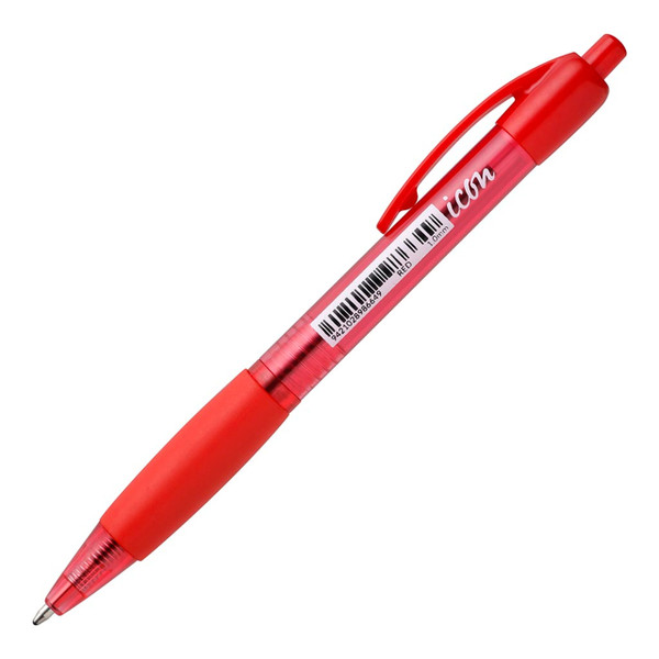 Icon Ballpoint Retractable Pen with Grip Red