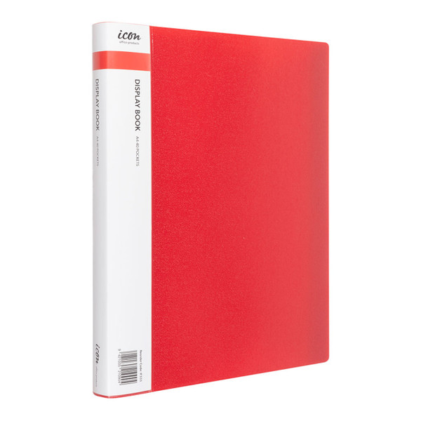 Icon Display Book A4 with Insert Spine 40 Pocket Red