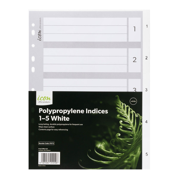 Icon PP Indices 1-5 White