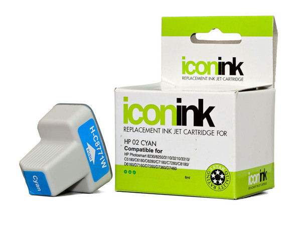 Icon Compatible HP 02 Cyan Ink Cartridge (C8771WA