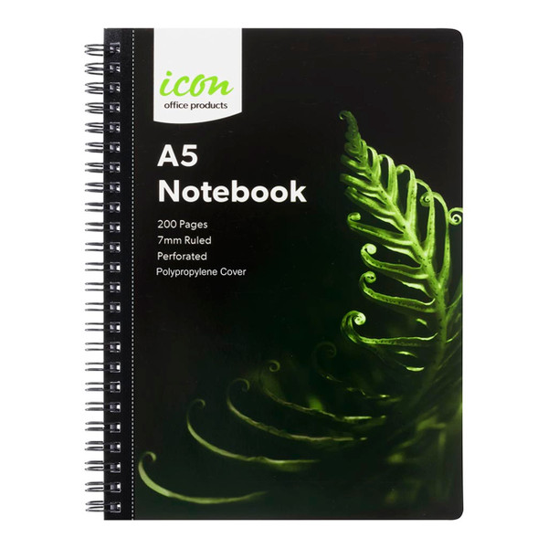 Icon Spiral Notebook A5 PP Cover Black 200 pg