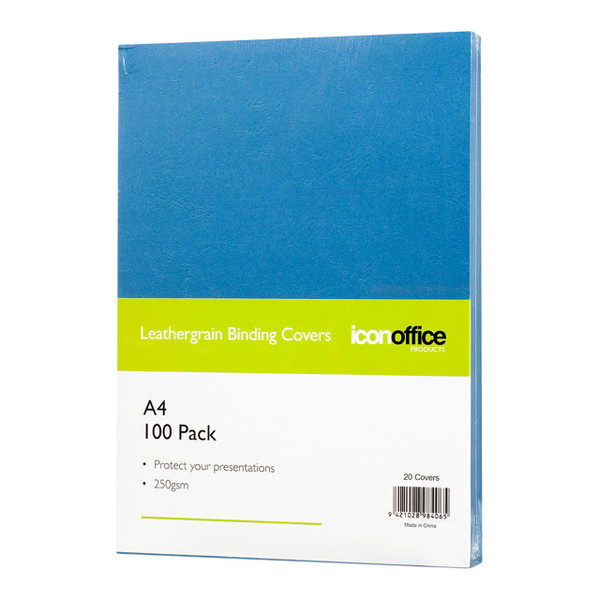 Icon Binding Covers A4 Blue 250gsm, Pack of 20
