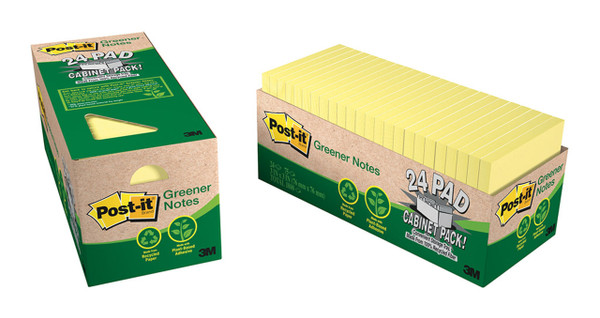 Post-it Greener Rec Notes 654R-24CP-CY 76x76mm Yellow, Pack of 24