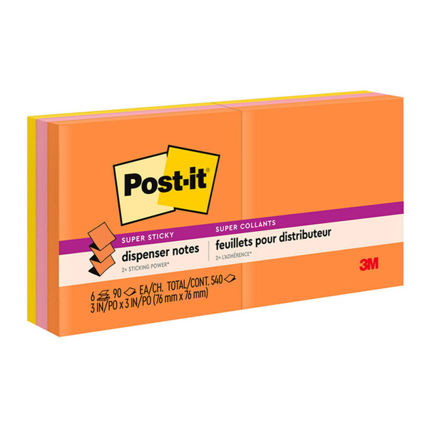 Post-it Super Sticky Pop Up Notes R330-6SSUC 76x76mm Energy (Rio), Pack of 6