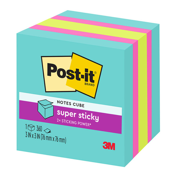 Post-it Super Sticky Memo Cube 2027-SSAFG 76x76mm 360sh