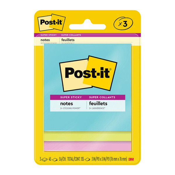 Post-it Super Sticky Notes 3321-SSMIA 76x76mm Supernova (Miami), Pack of 3