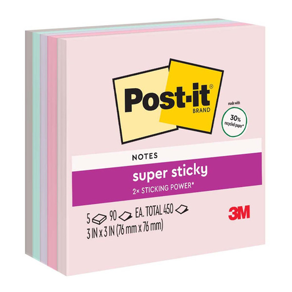 Post-it Rec Super Sticky Notes 654-5SSNRP 76x76mm Wanderlust (Bali), Pack of 5