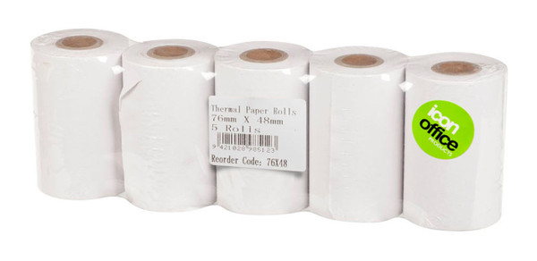 Icon Thermal Roll BPA Free 76x48mm, Pack of 5