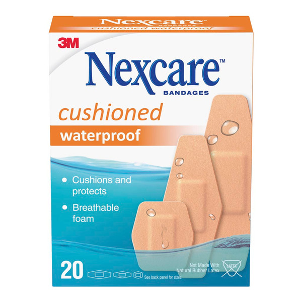 Nexcare Bandages Cushioned Waterproof, Pack of 20