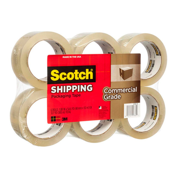 Scotch Shipping Tape 3750-6 48mmx50m Clear, Pack of 6