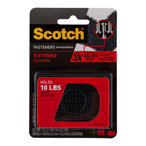 Scotch Fastener Extreme RF6731 Black 25x76mm, Pack of 2 Sets