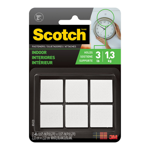 Scotch Fastener Indoor RF4720 22x22mm White, Pack of 6 Sets