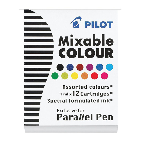 Pilot Parallel Pen Asstd. Colour Cartridge, Pack of 12 (IC-P3-AST)