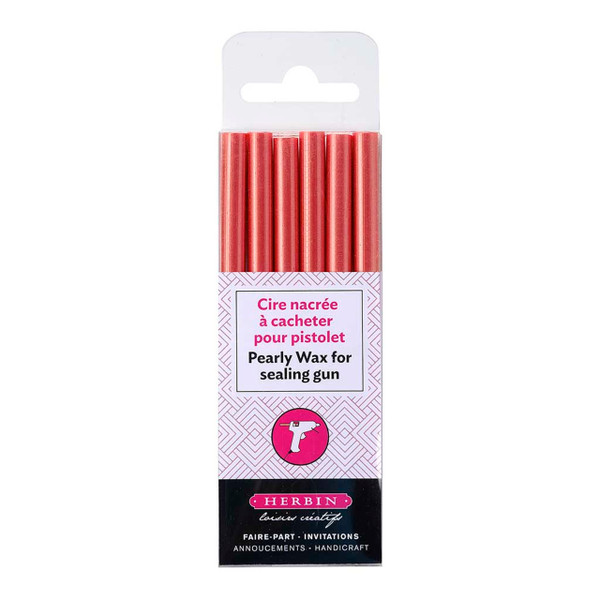 Herbin Wax Gun Sticks Pearly Antique Rose, Pack of 6