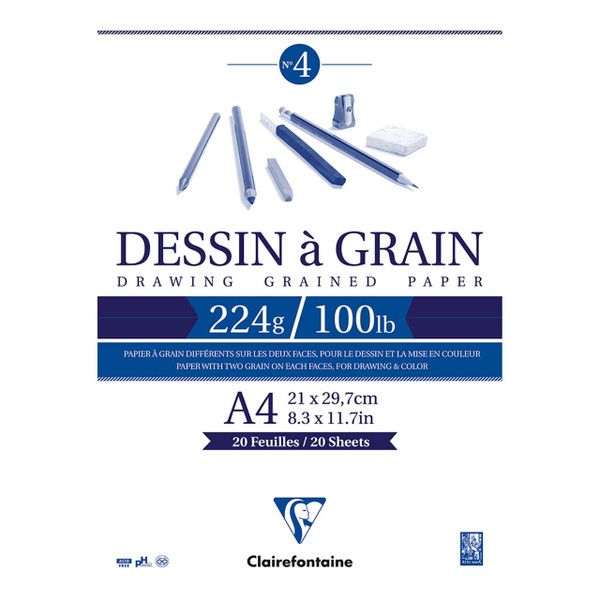 Clairefontaine Drawing Pad Grain A4 224g 20sh