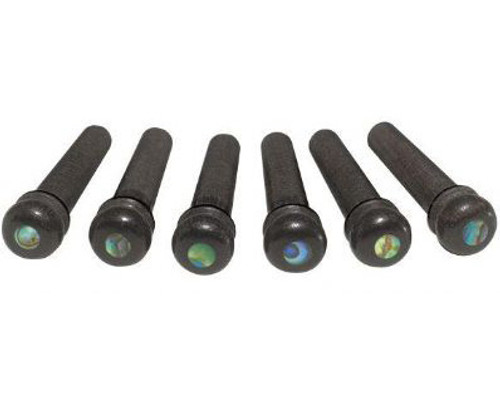 Taylor Guitar Parts - Bridge Pins - Ebony with Abalone Dots - Set of 6 Taylor Guitar Parts - Bridge Pins - Ebony with Abalone Dots - Set of 6