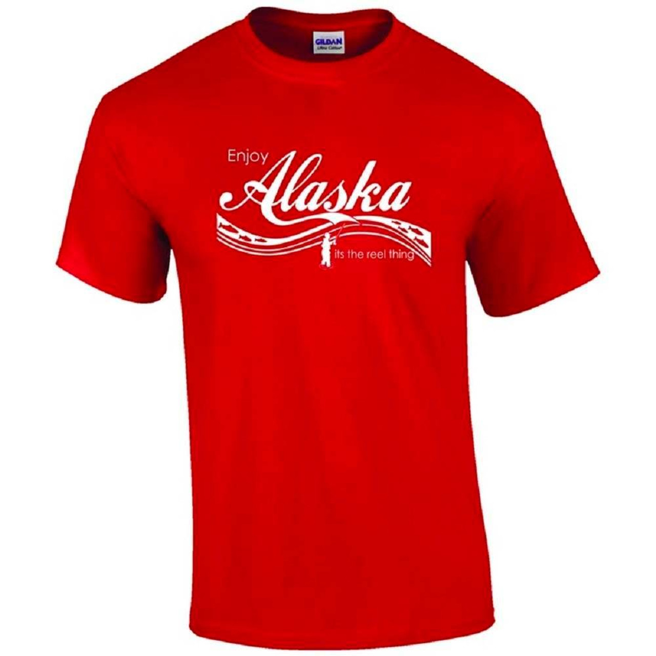 Enjoy Alaska It's The Reel Thing adult Sizes Fishing Tee