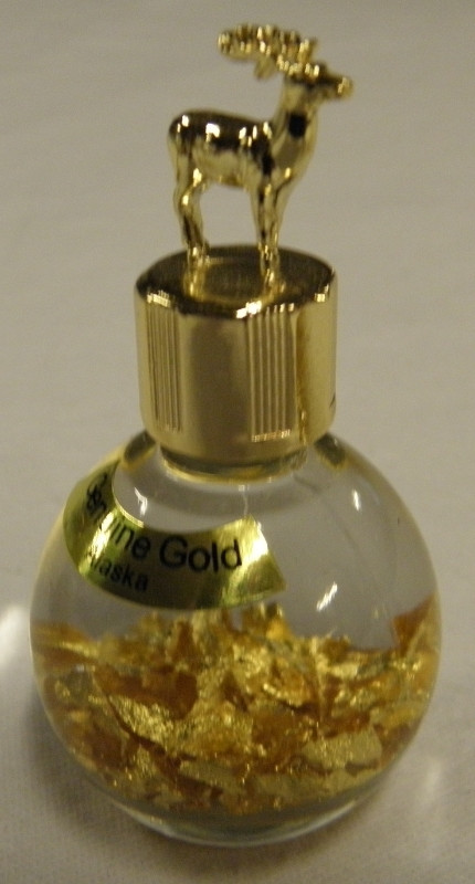 アラスカ自然金 Alaska 24k Gold Flakes (In 1 Oz. Miner's Assay Bottle) with
