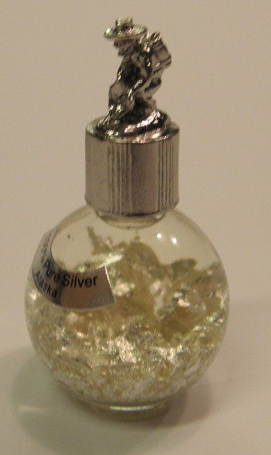 Alaska 24k Silver Flakes in 1 Oz. Miner's Assay Bottle Panner Top