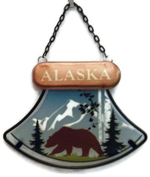 Alaskan Ulu Knife Design Sun Catcher with Grizzly Bear