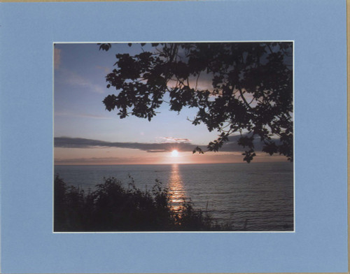 Ocean Sunset By Alaskan Photographer Gan Welland With Blue Matting