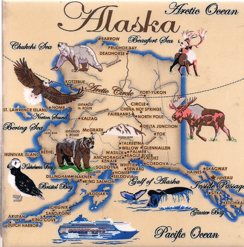 Alaska Map Montage Ceramic Trivet