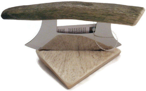 Molted Handmade Caribou Antler Ulu Knife with Stand (CAR5)